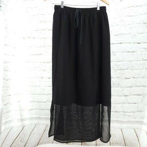 Berenik Womens Black Four Way Panel Elastic Waist Mesh A Line Skirt Size XS